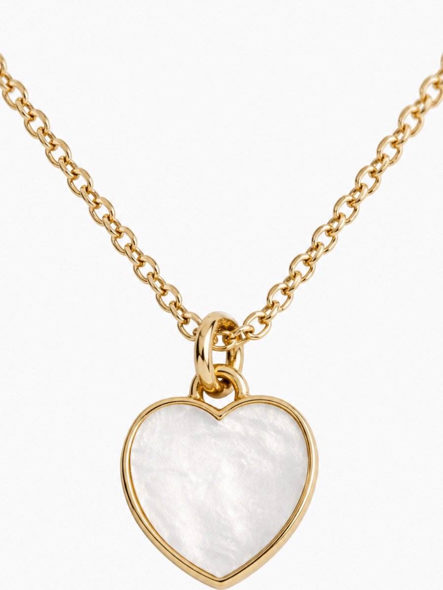 Gold Link Chain Necklace Set with Heart Pendant