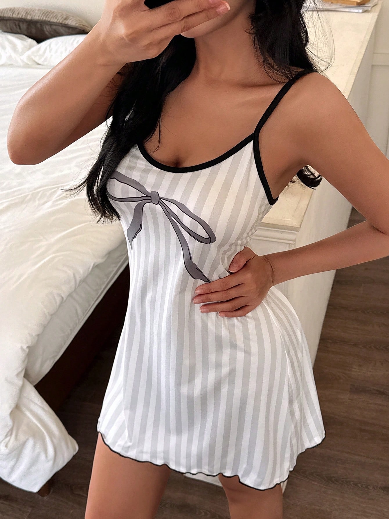 Striped Bow-Detail Slip