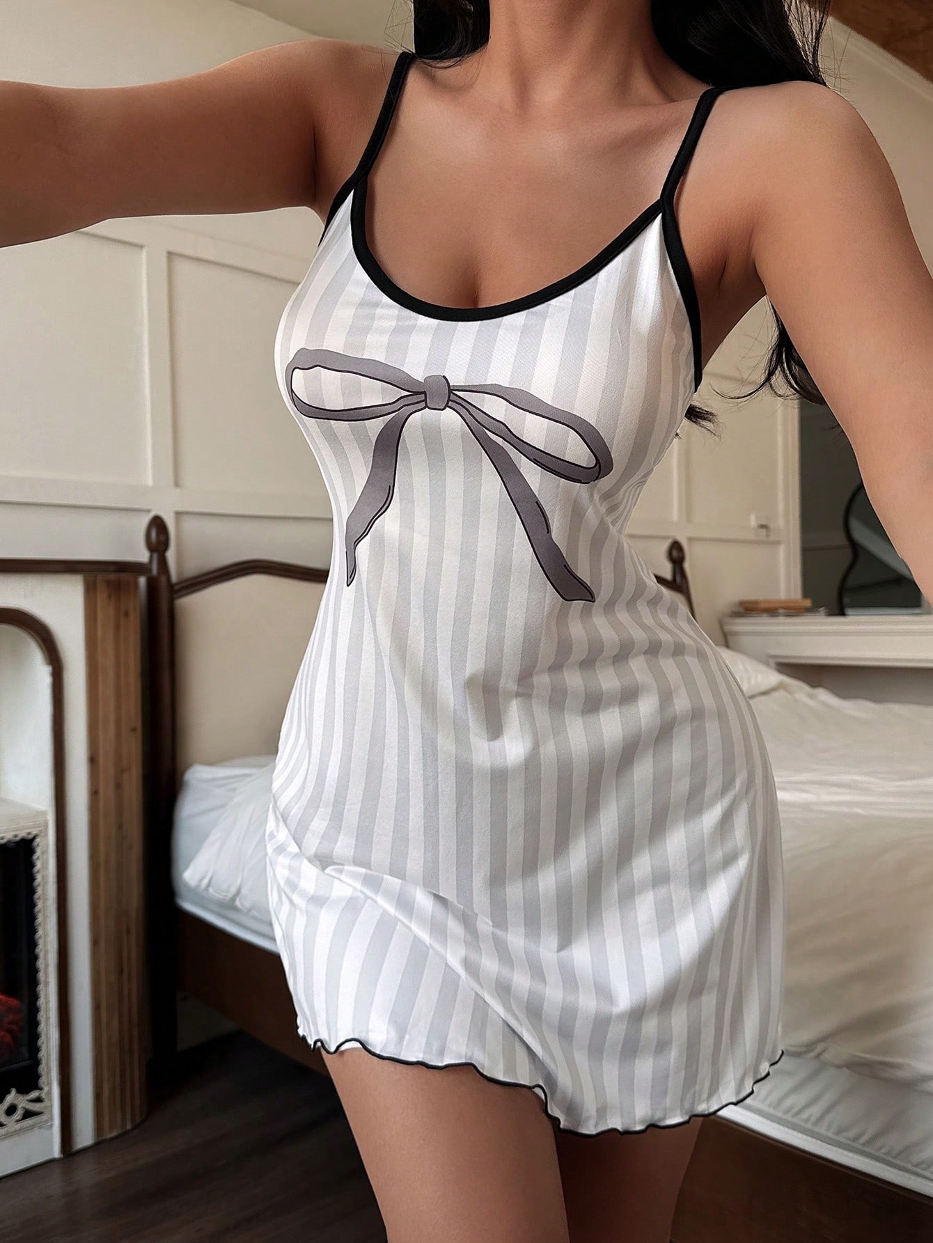 Striped Bow-Detail Slip