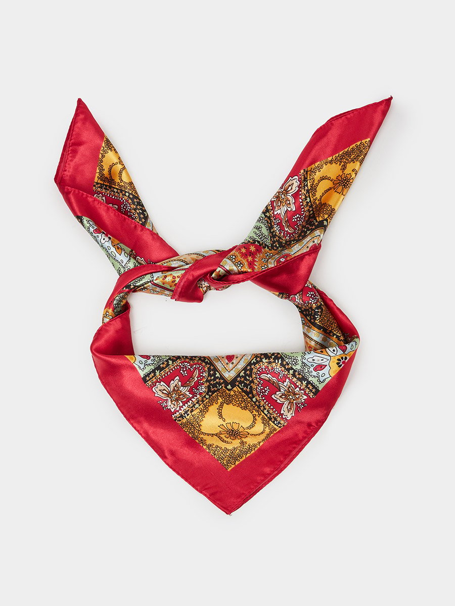 Red Paisley Print Bandana