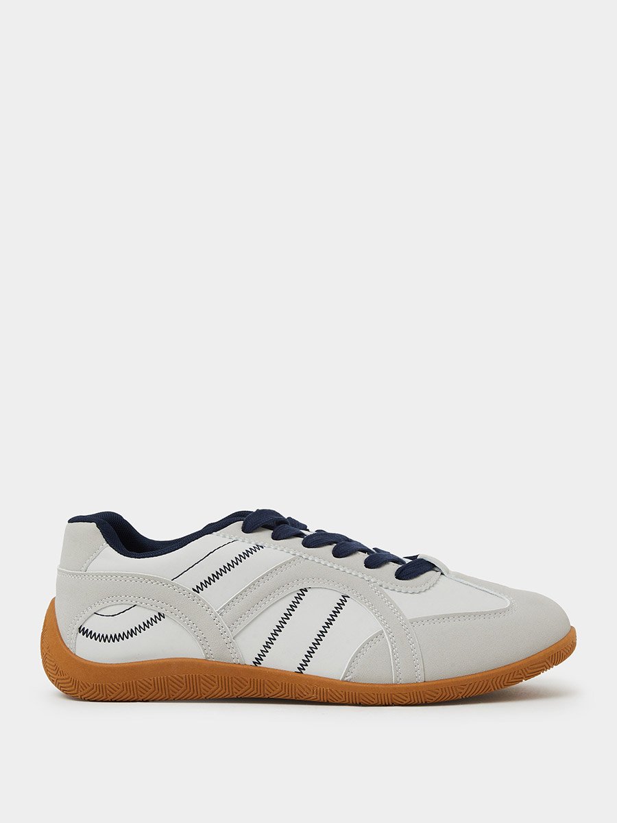 Men Retro Stitch Detail Lace-Up Casual Sneakers