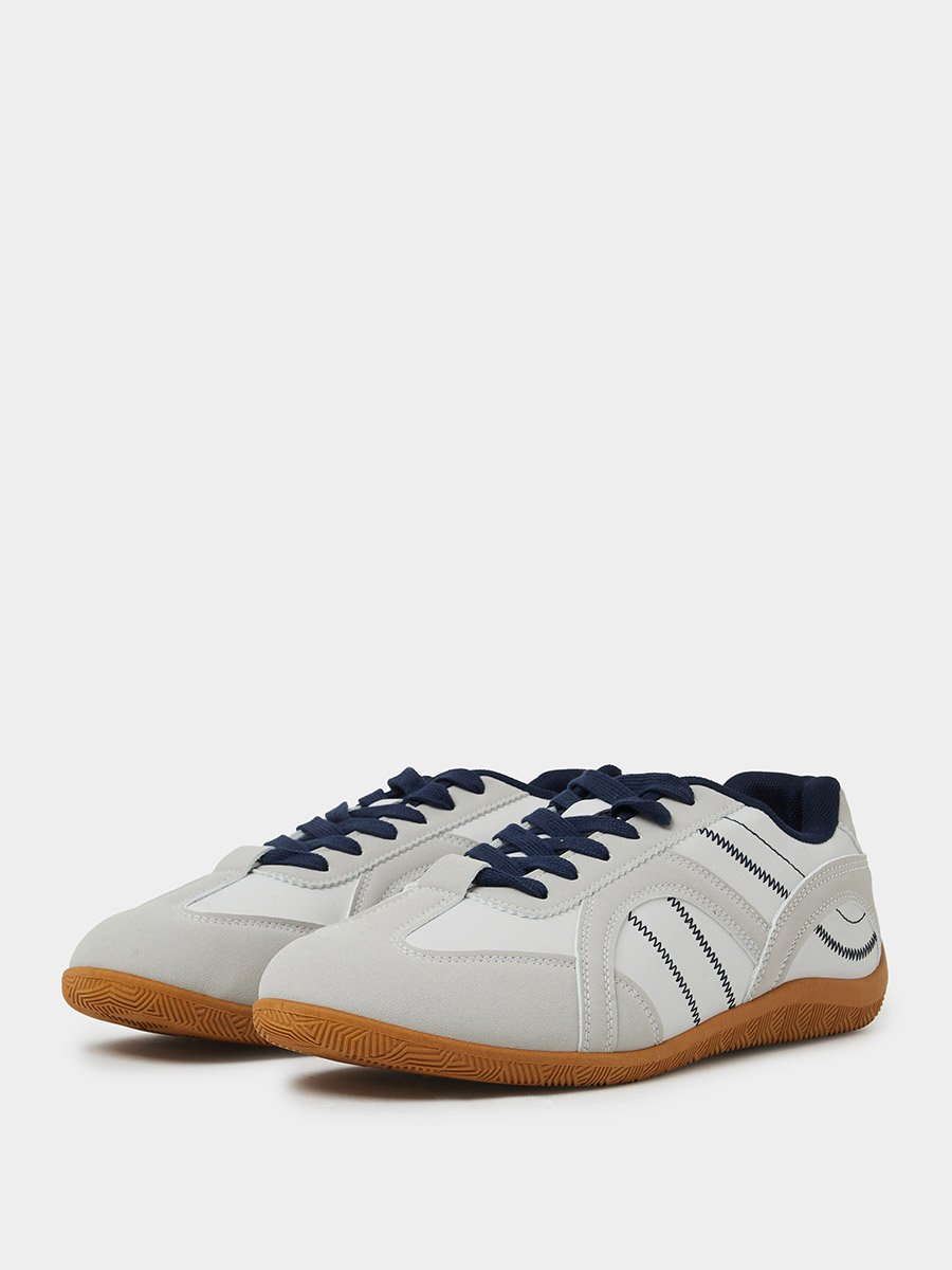 Men Retro Stitch Detail Lace-Up Casual Sneakers