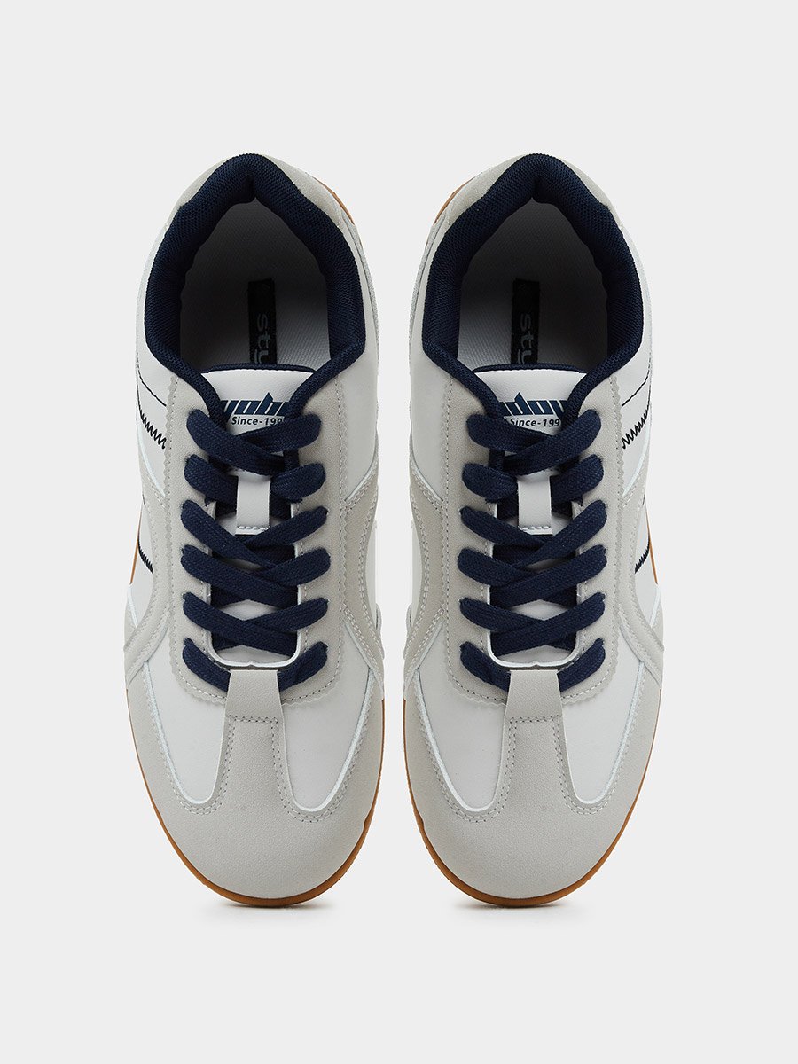 Men Retro Stitch Detail Lace-Up Casual Sneakers