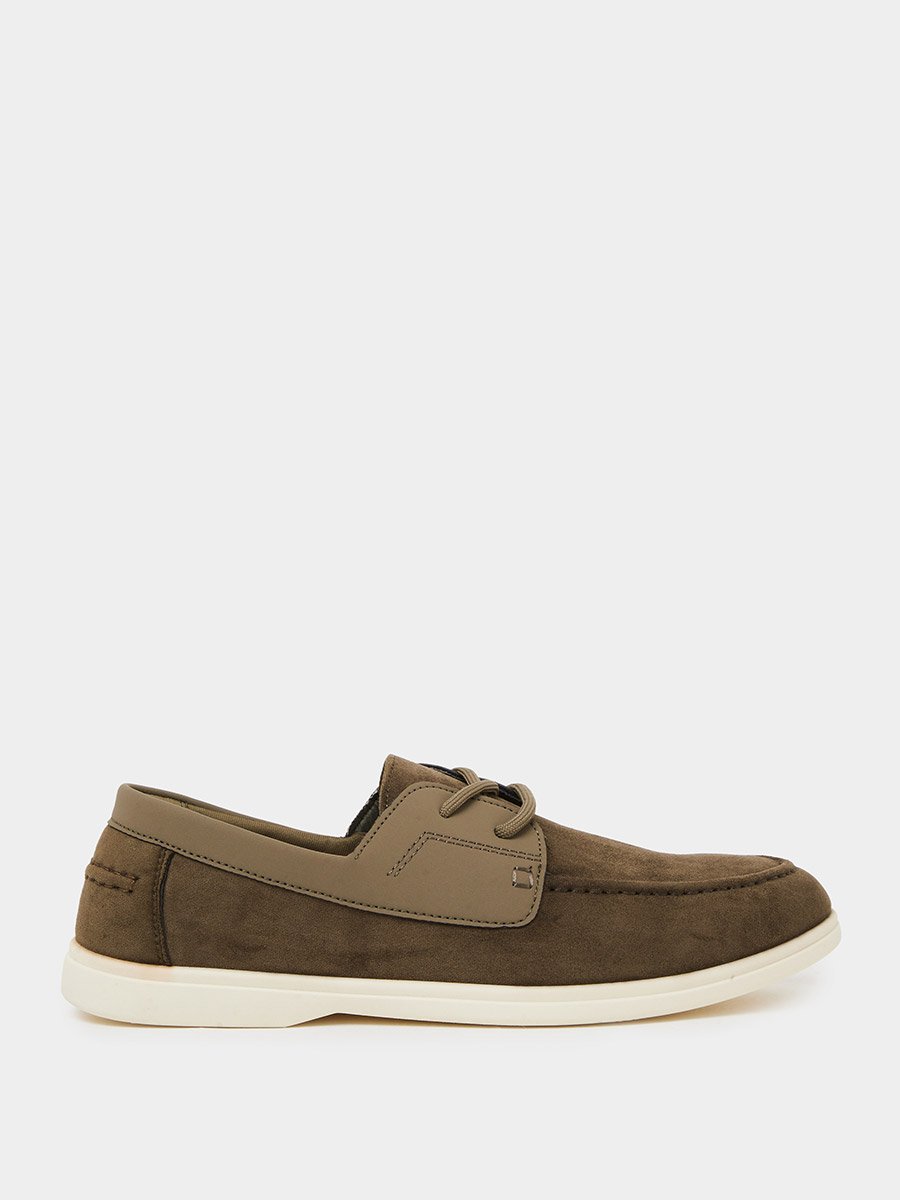 Men Faux Suede Lace-Up Casual Loafers