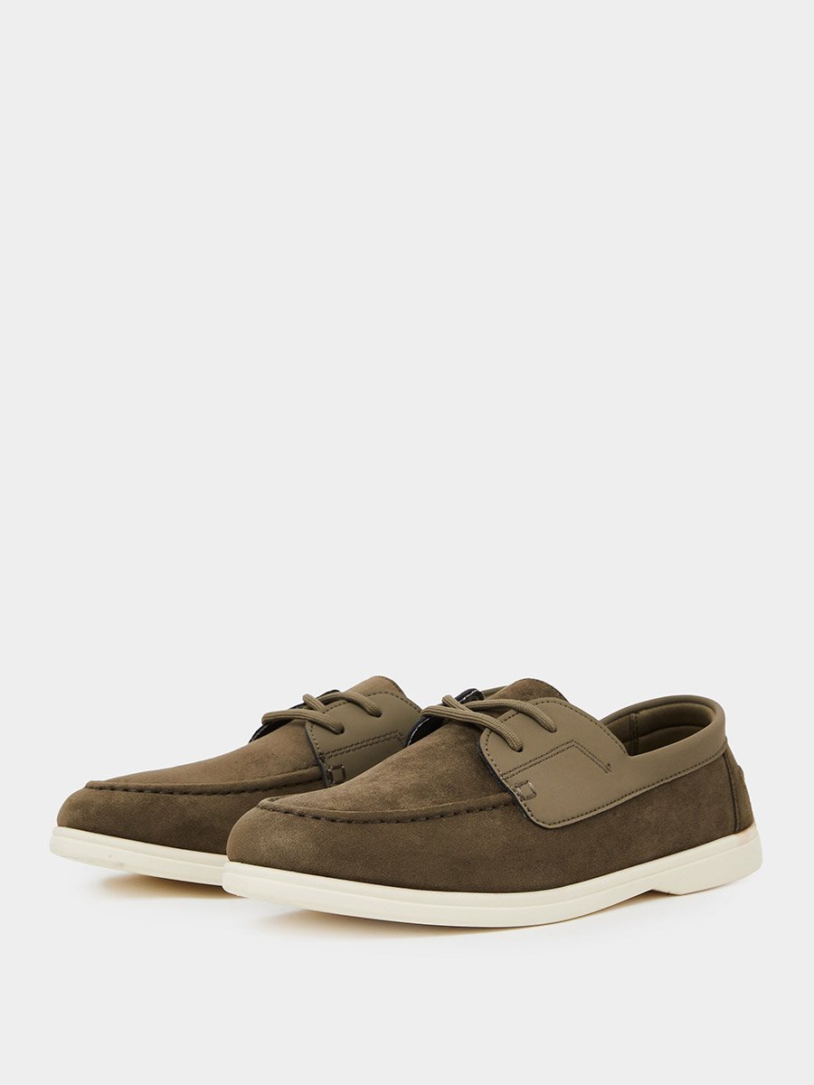 Men Faux Suede Lace-Up Casual Loafers