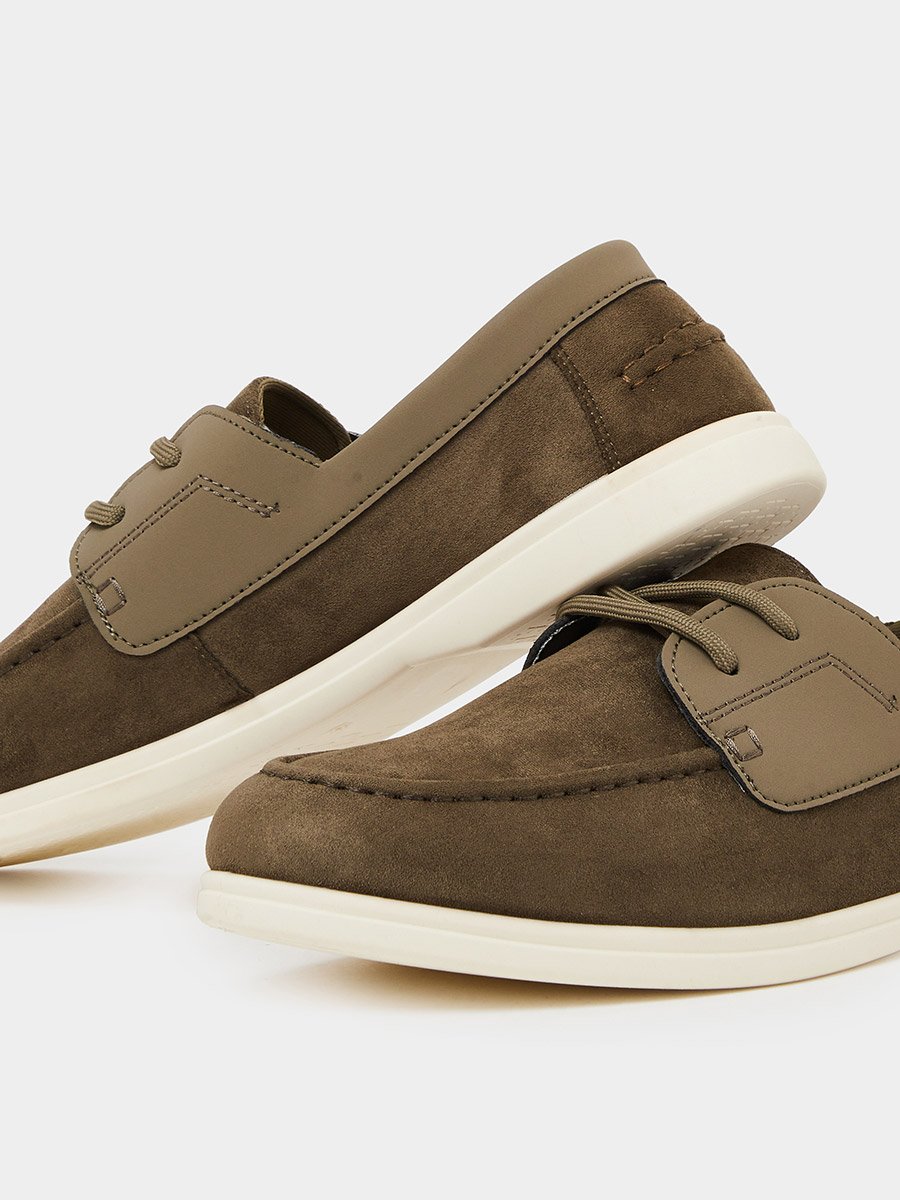 Men Faux Suede Lace-Up Casual Loafers