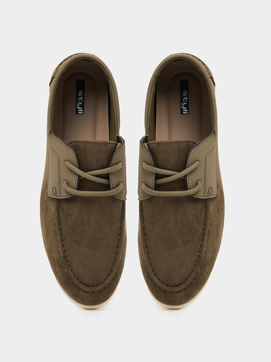Men Faux Suede Lace-Up Casual Loafers