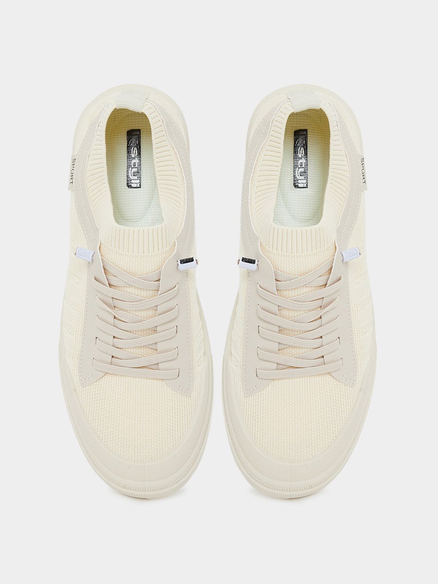 Men Lace-Up Knit Panel Design Sneakers