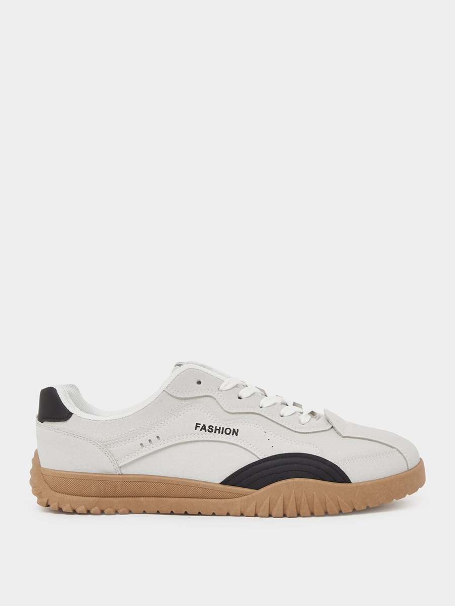 Men Textured Panel Lace-Up Sneakers