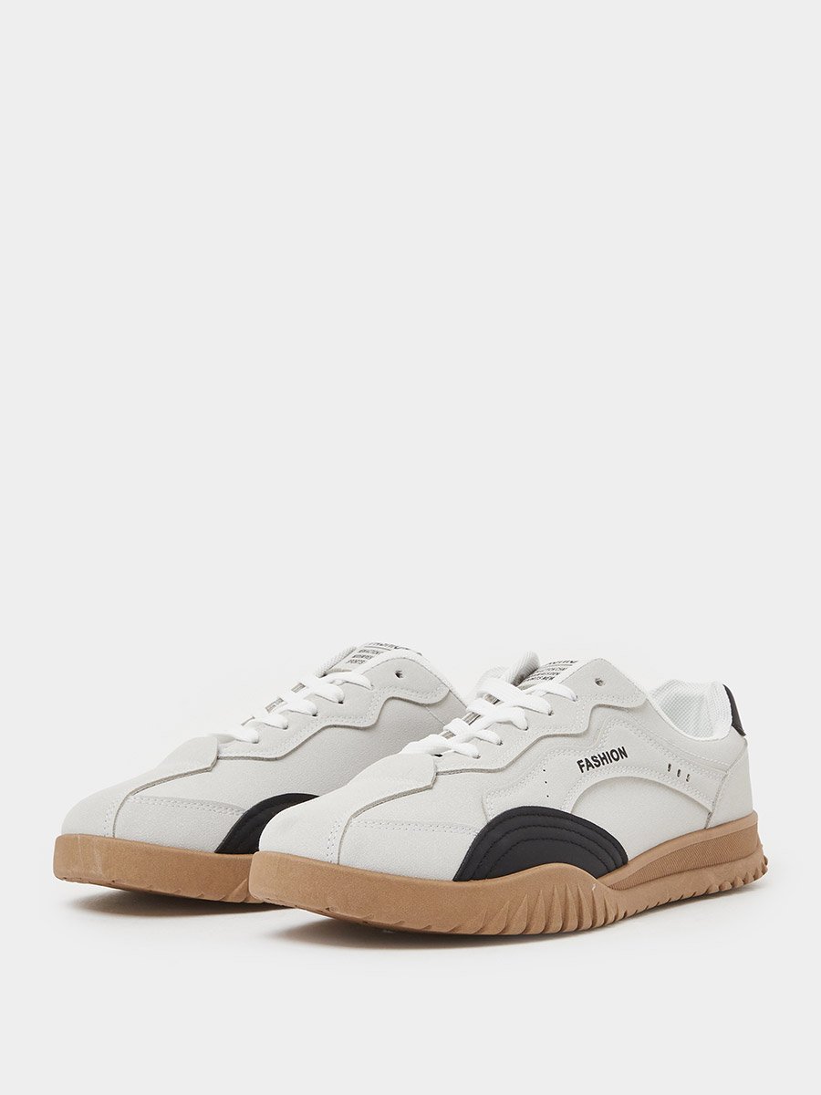 Men Textured Panel Lace-Up Sneakers