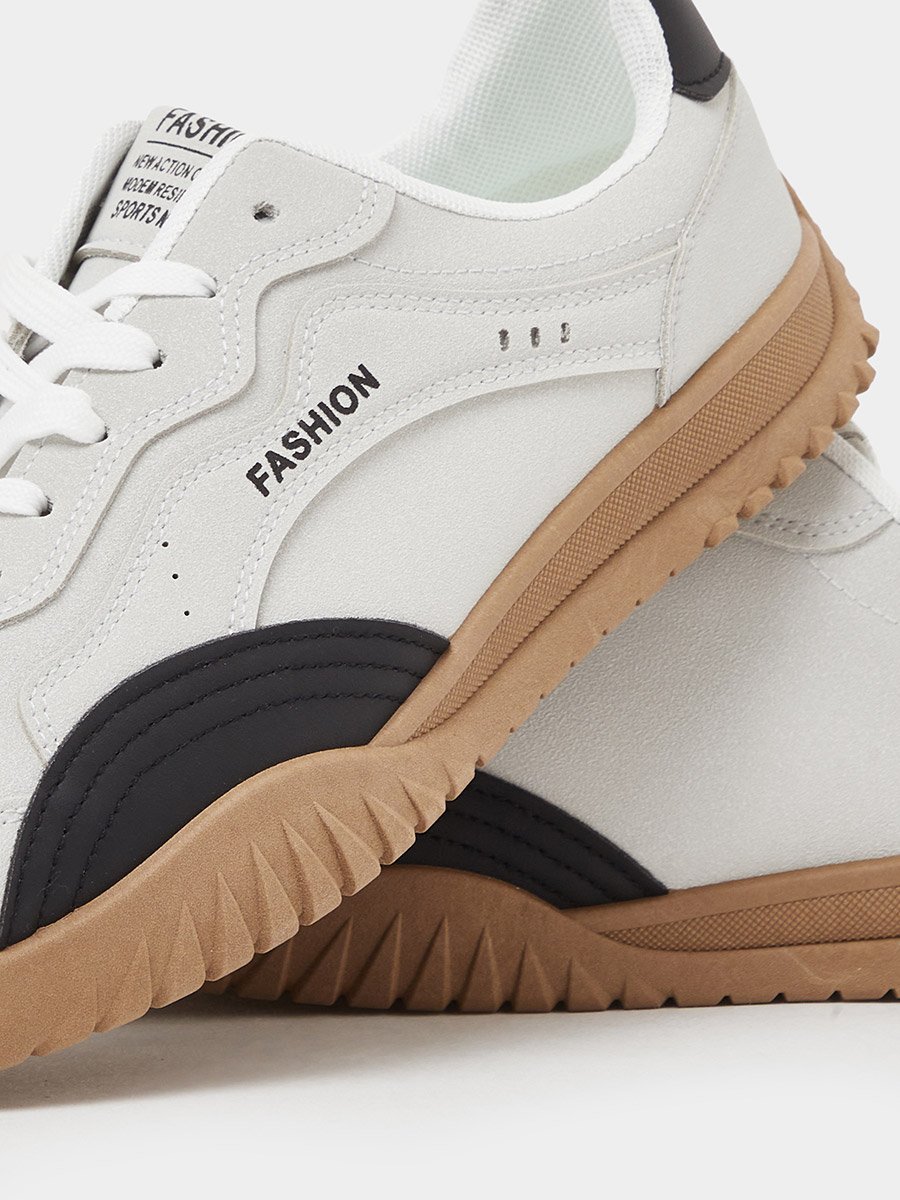 Men Textured Panel Lace-Up Sneakers
