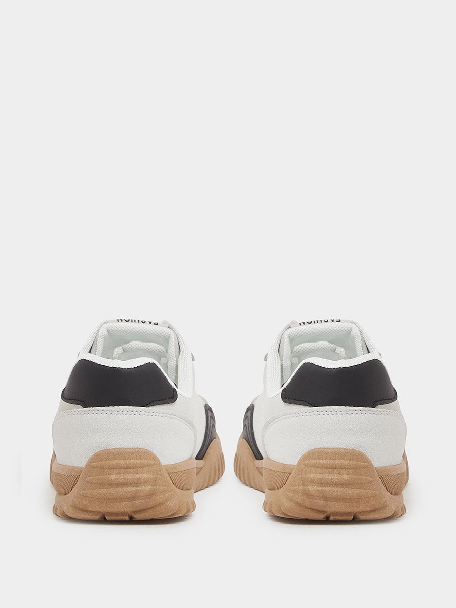 Men Textured Panel Lace-Up Sneakers