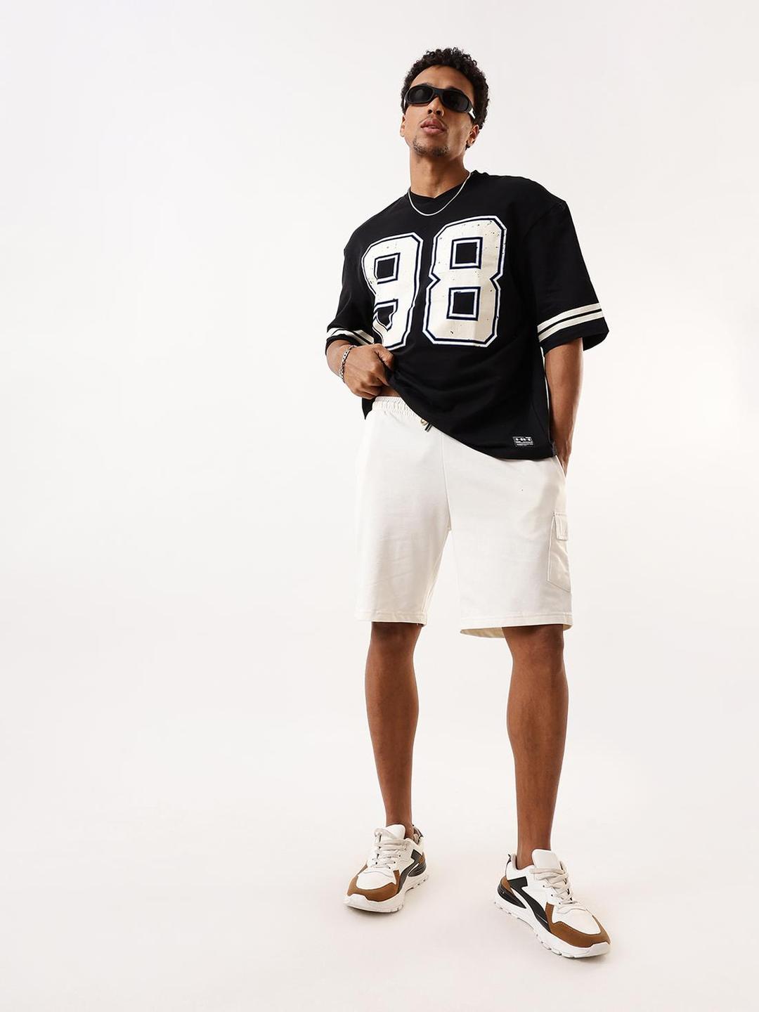 Men Off White Terry Relaxed Shorts