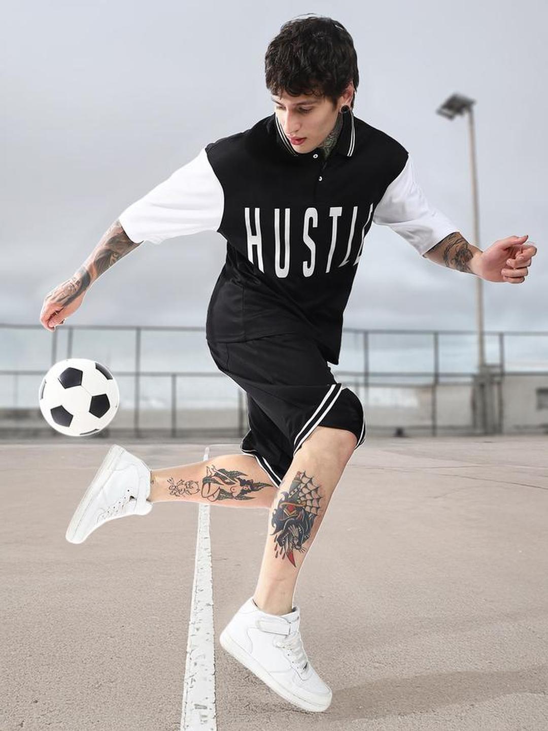 Men Streetletics Printed Polo and Shorts Co-ords