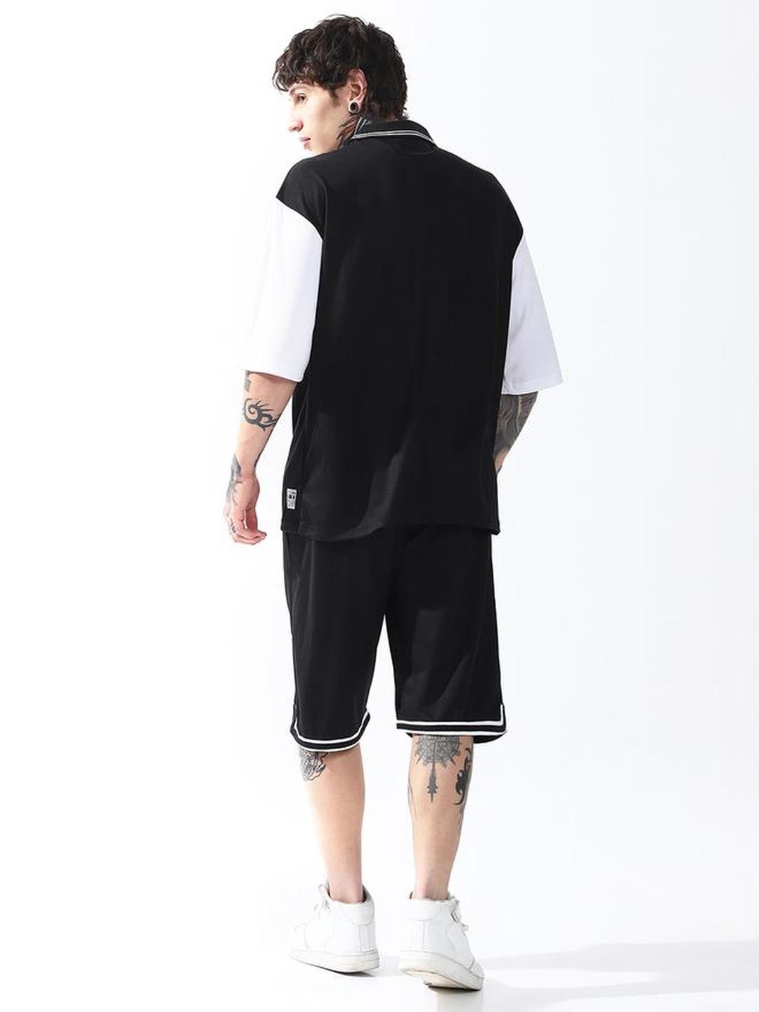 Men Streetletics Printed Polo and Shorts Co-ords