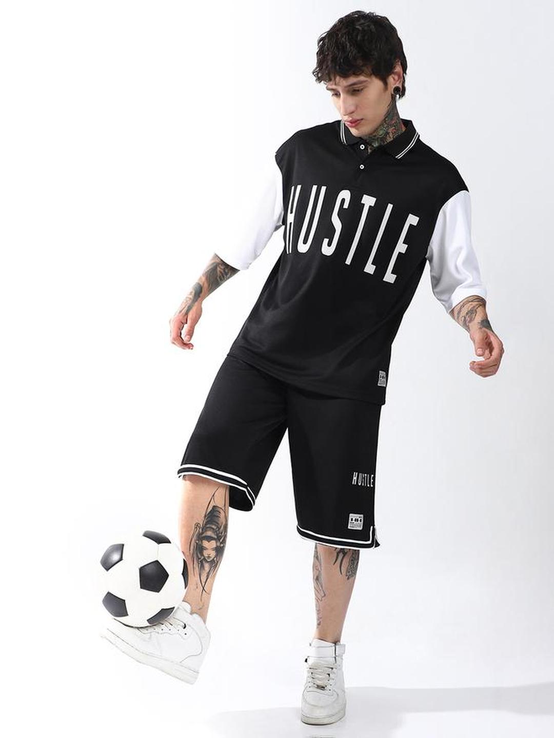 Men Streetletics Printed Polo and Shorts Co-ords