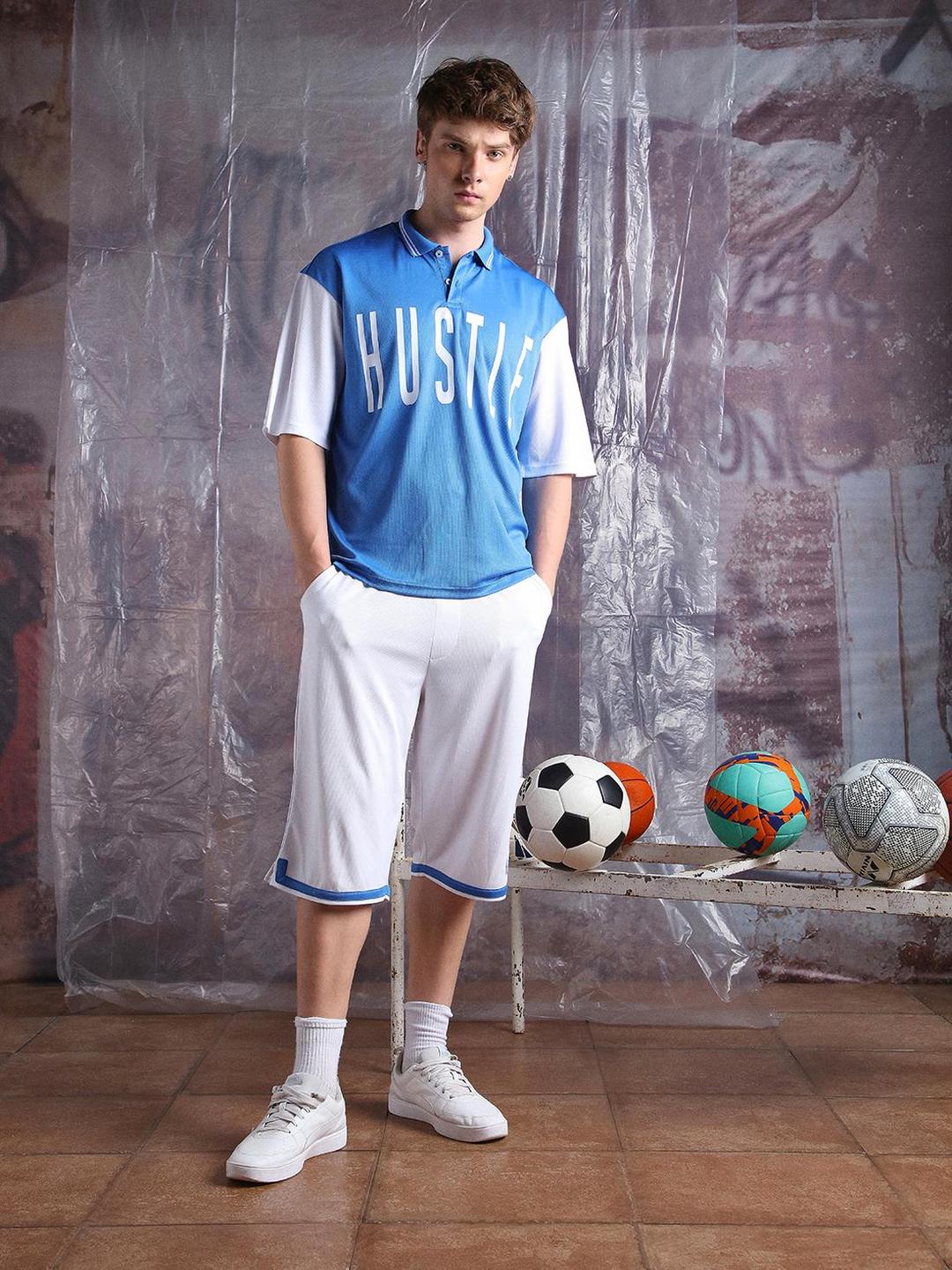 Men Streetletics Printed Polo and Shorts Co-ords