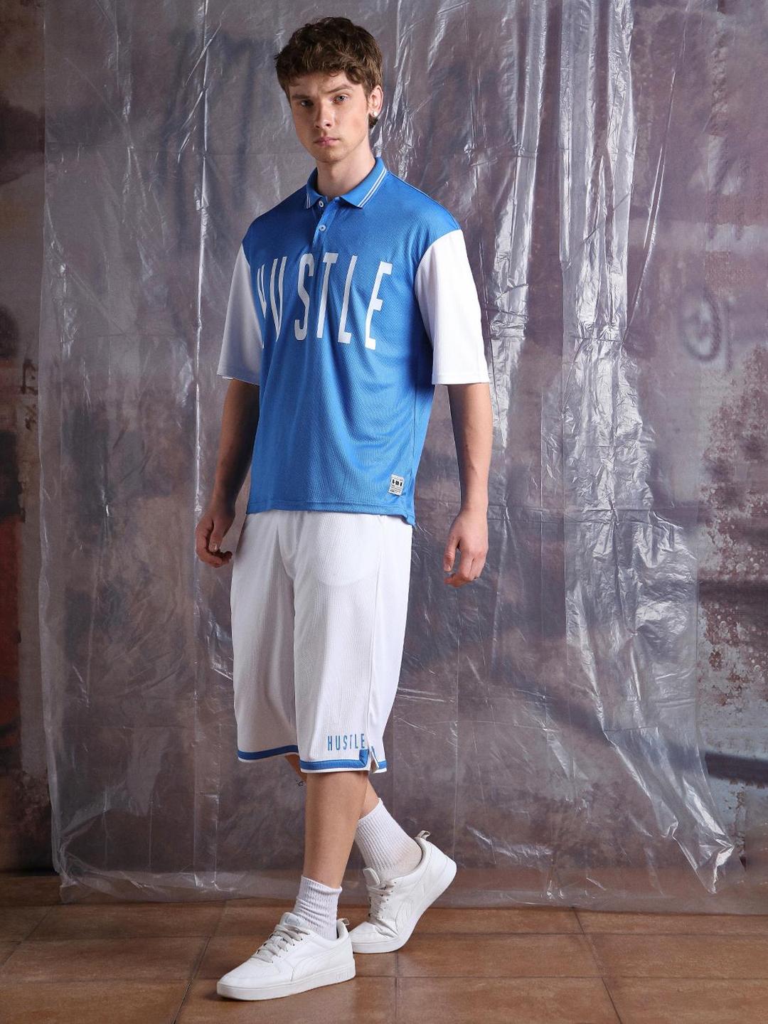 Men Streetletics Printed Polo and Shorts Co-ords
