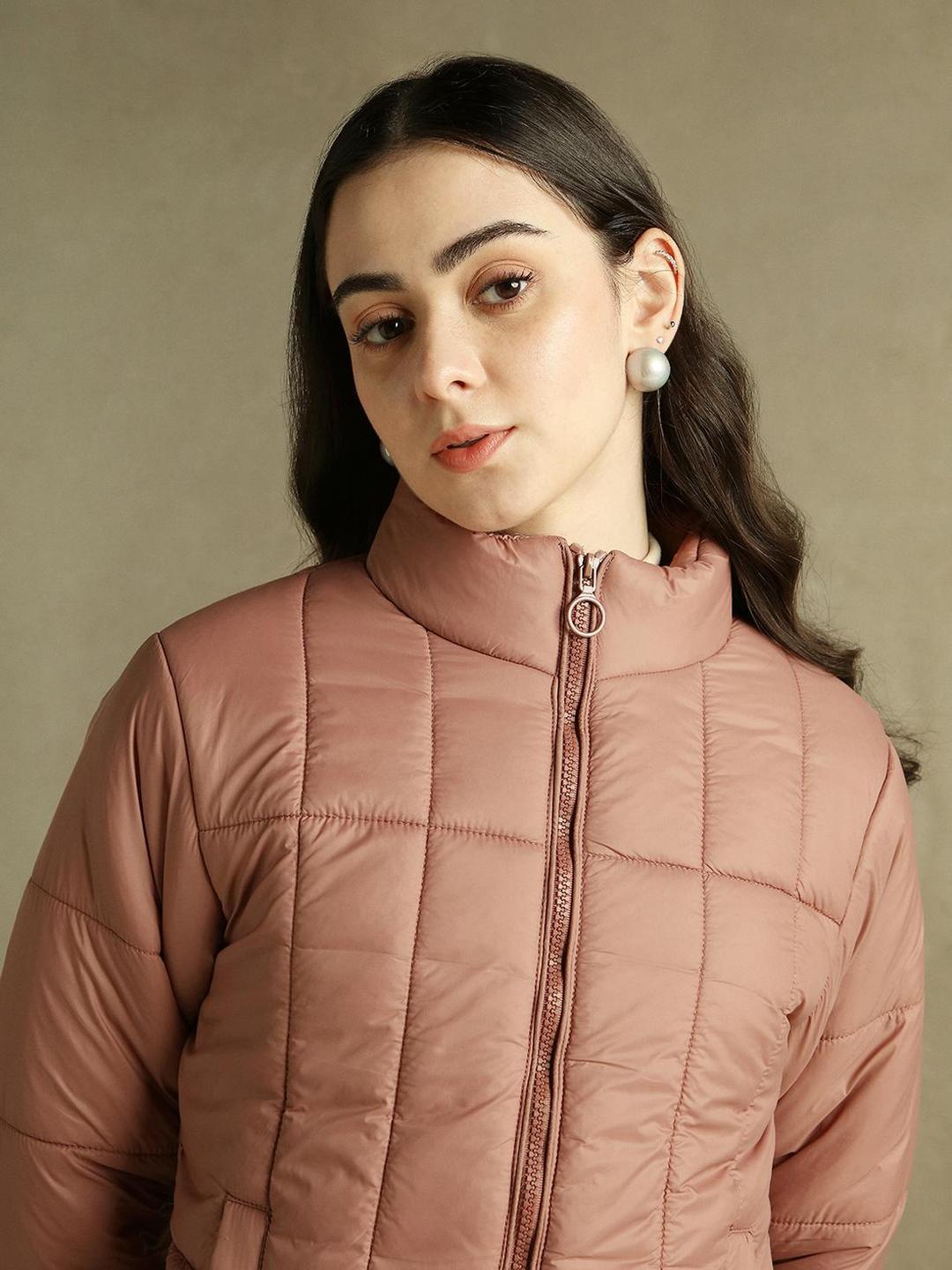 Dusty Pink Regular Fit Puffer Jacket