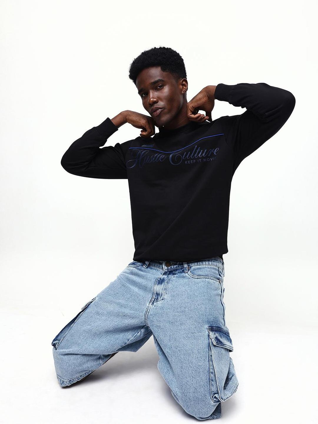 Men Cotton Blend Printed Regular Fit Sweatshirt