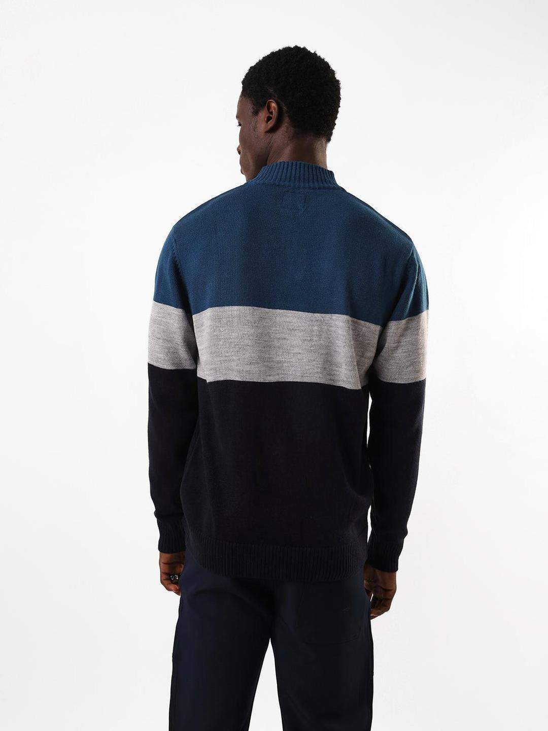 Men Color Block Acrylic Regular Fit Sweater