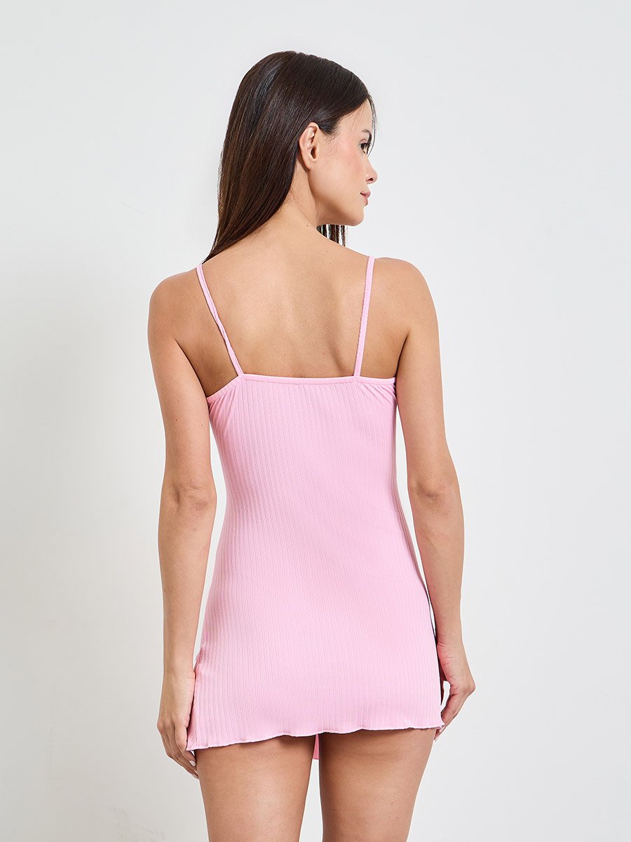 Light Pink Ribbed Cut-Out Slip