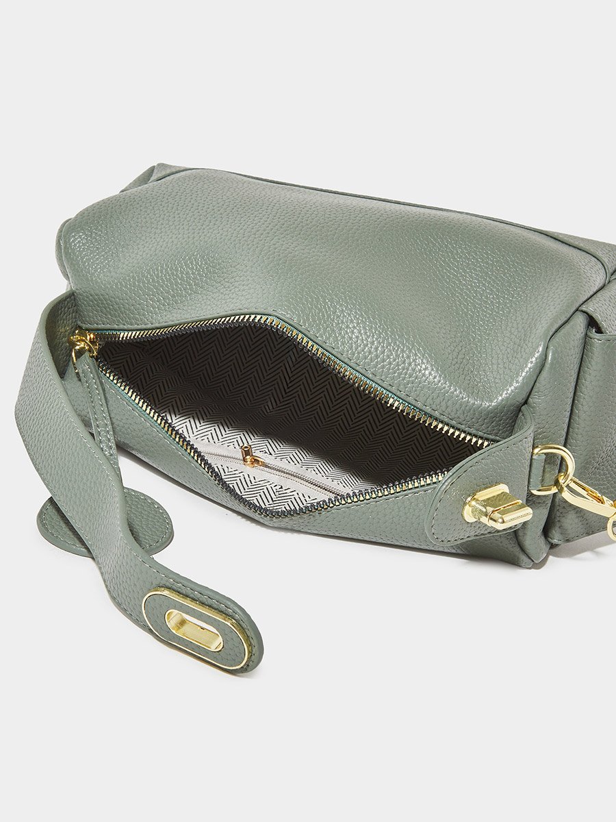 Green Pebbled Texture Crossbody Bag