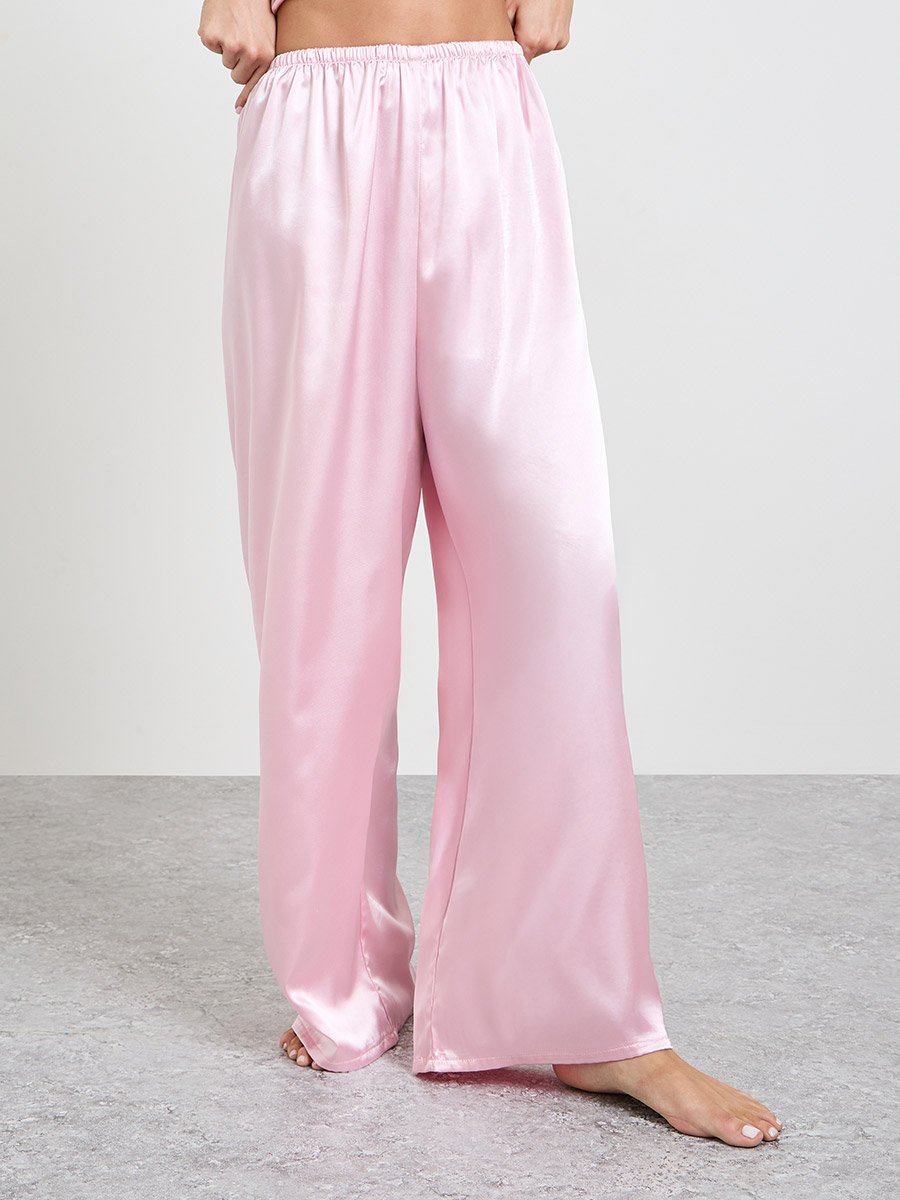 Pink Pack of 3 - Satin Lace Cami, Robe and Pyjama Set