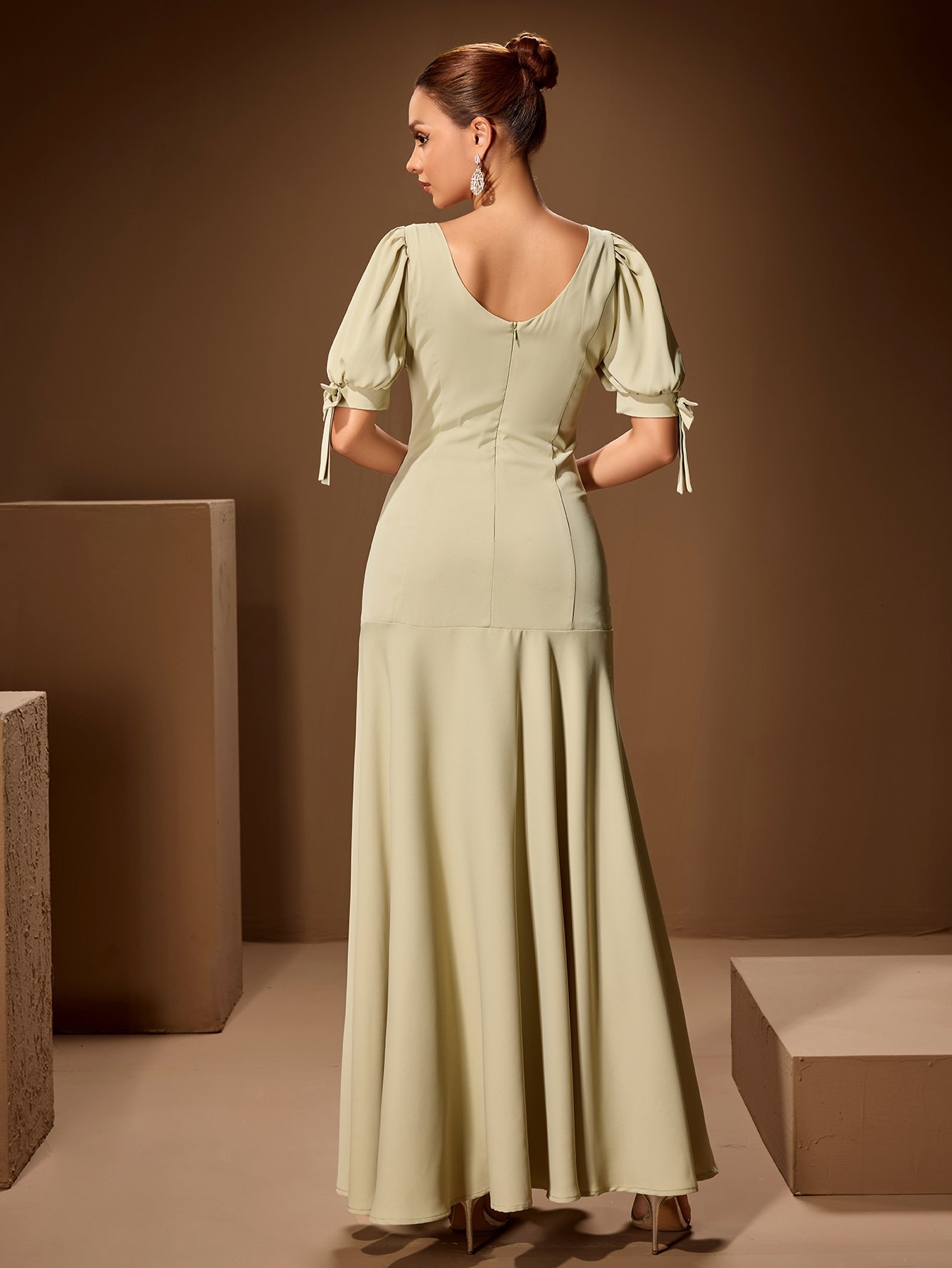 Square Neck Dress with Rhinestones