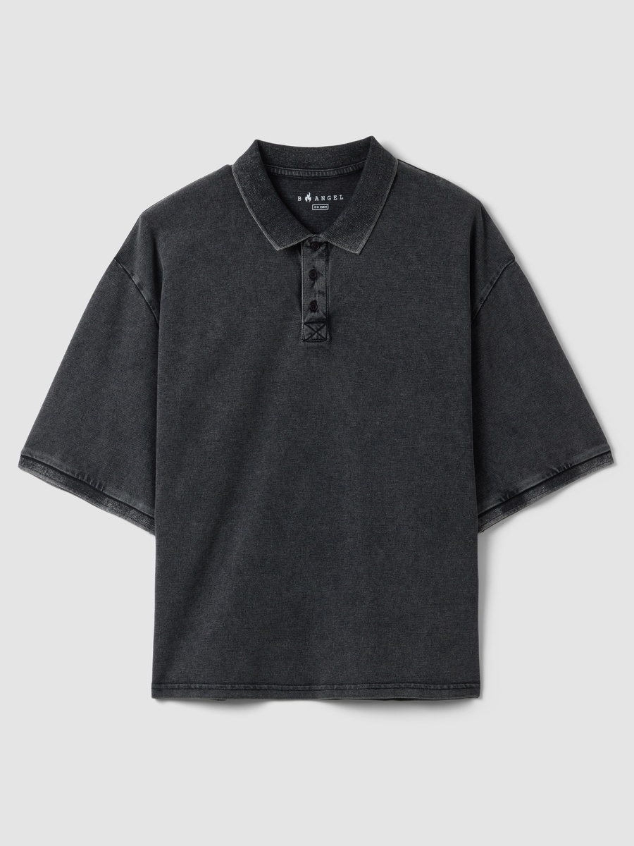 Men Washed Cotton Boxy Fit Polo