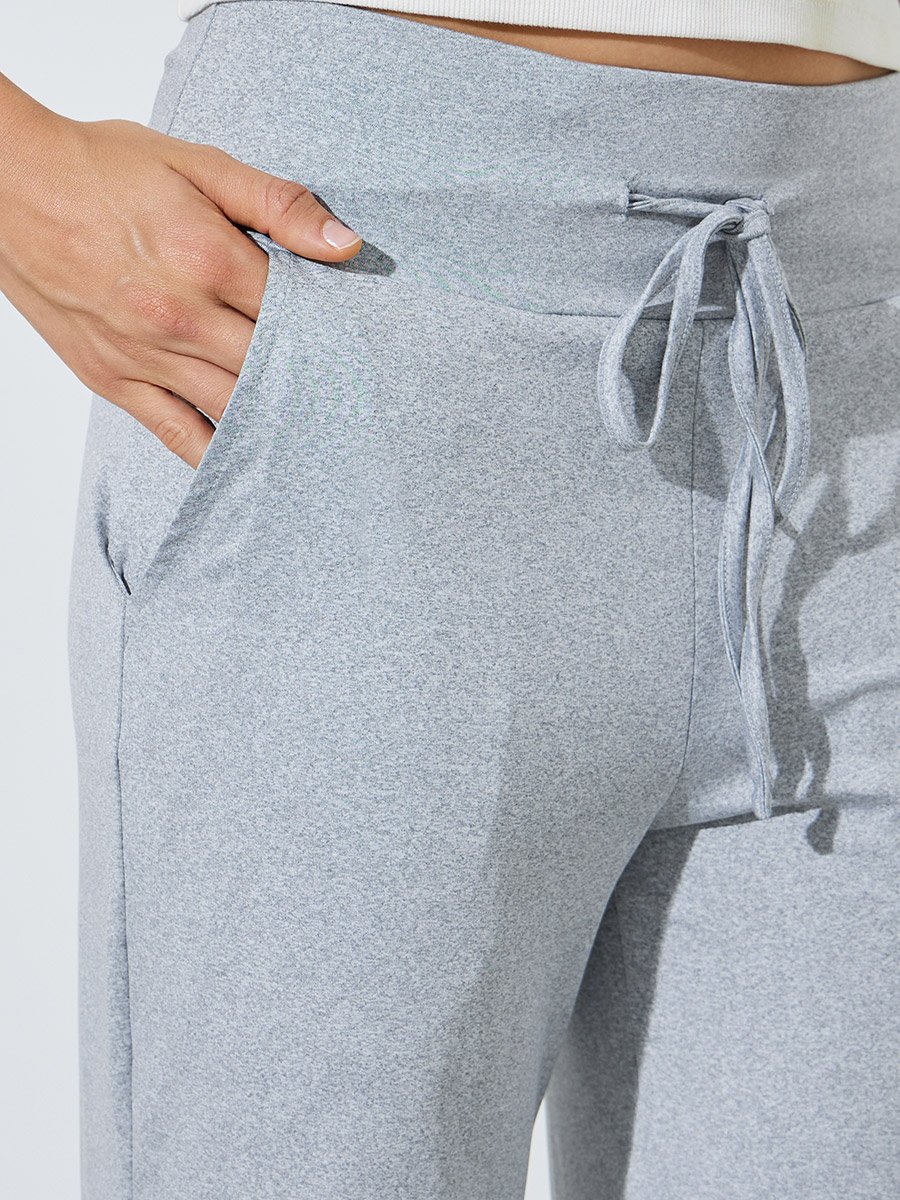 Grey Straight Leg Pants with Drawcord