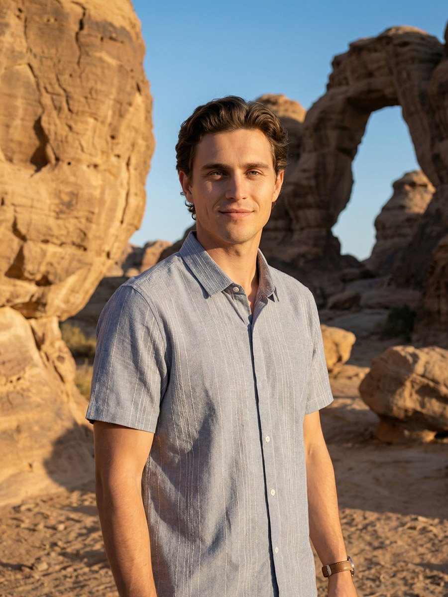 Men Relaxed Short Sleeve Casual Shirt