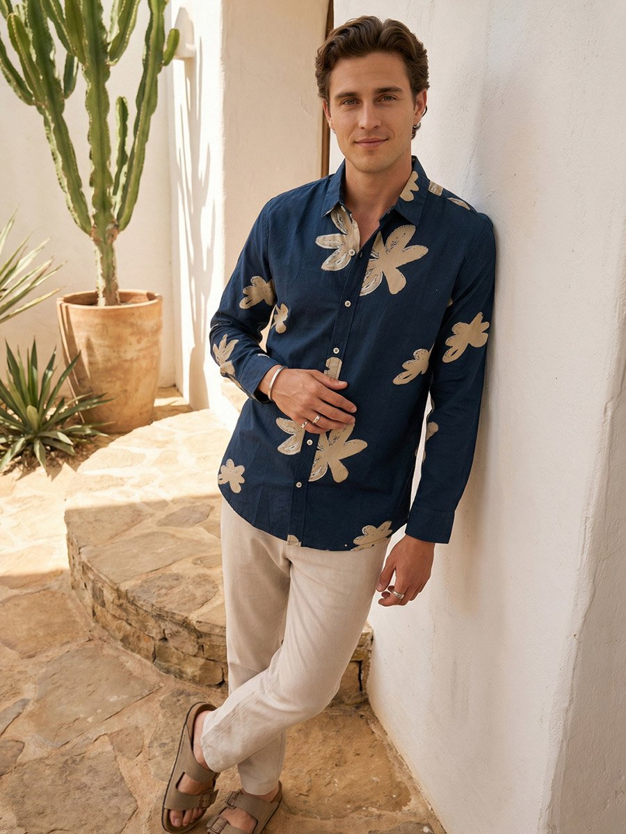 Men Relaxed Floral Print Casual Shirt