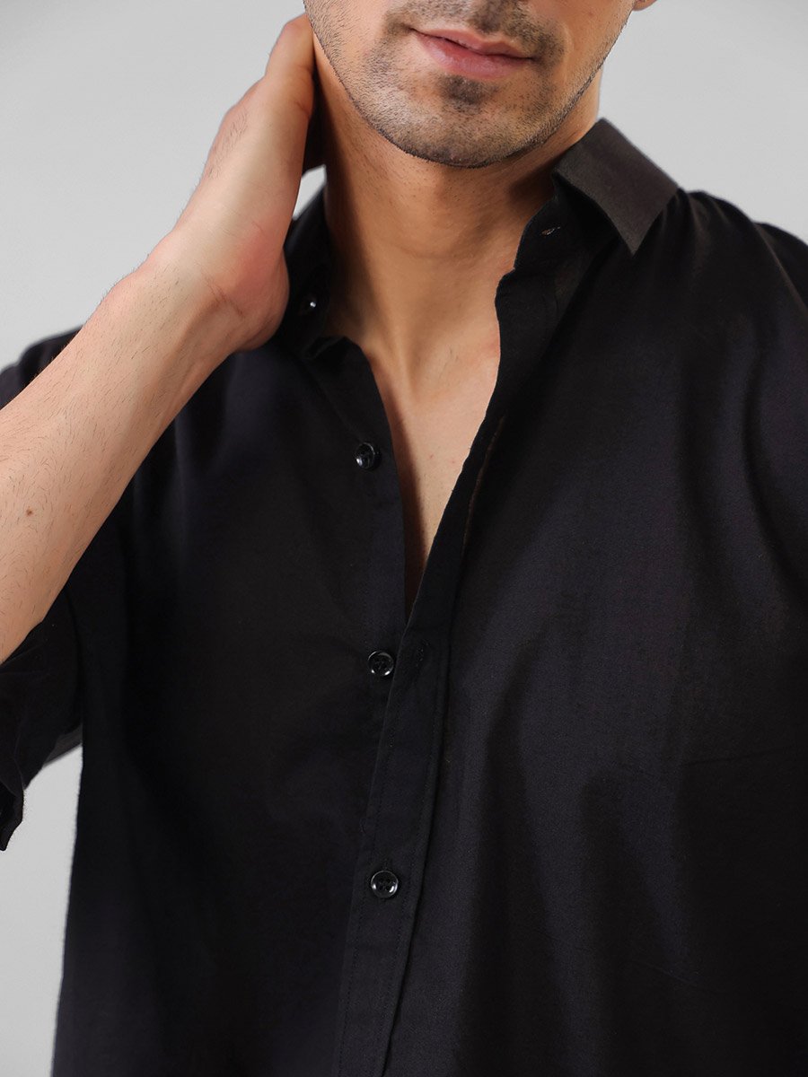Men Solid Relaxed Fit Cotton Shirt