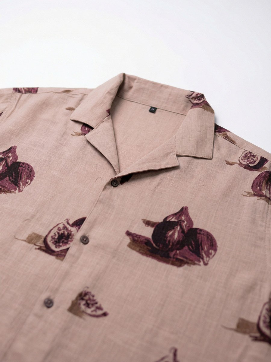 Men All-Over Fig Print Resort Collar Relaxed Fit Shirt