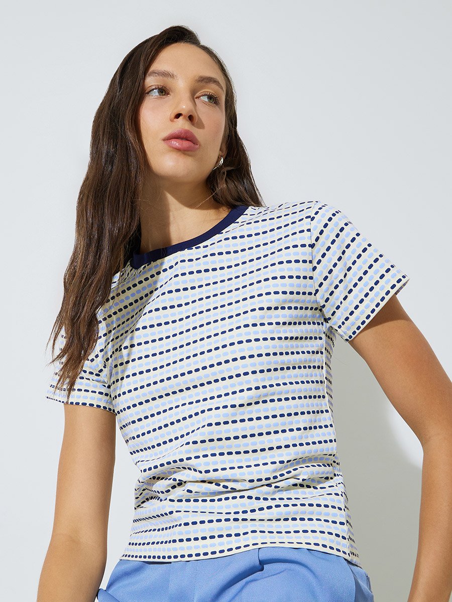 Multi Dot Print Regular Fit T-Shirt