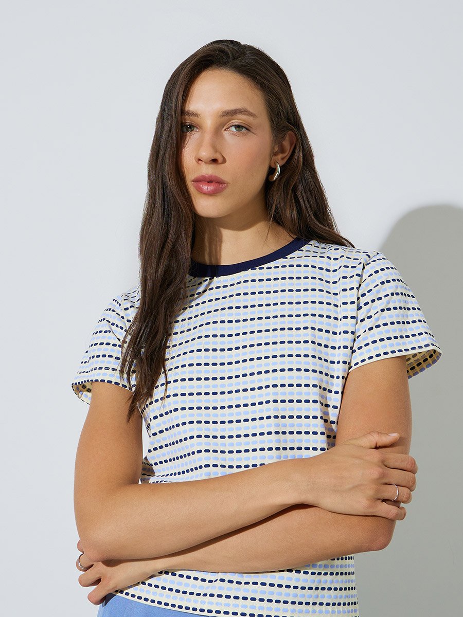 Multi Dot Print Regular Fit T-Shirt