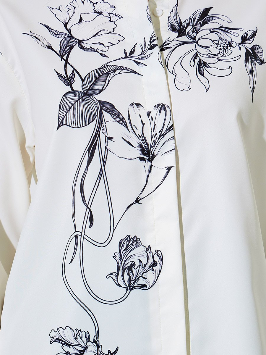 Off-White Floral Print Long Sleeves Shirt