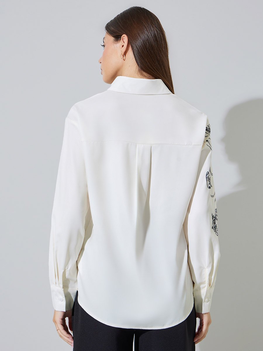 Off-White Floral Print Long Sleeves Shirt