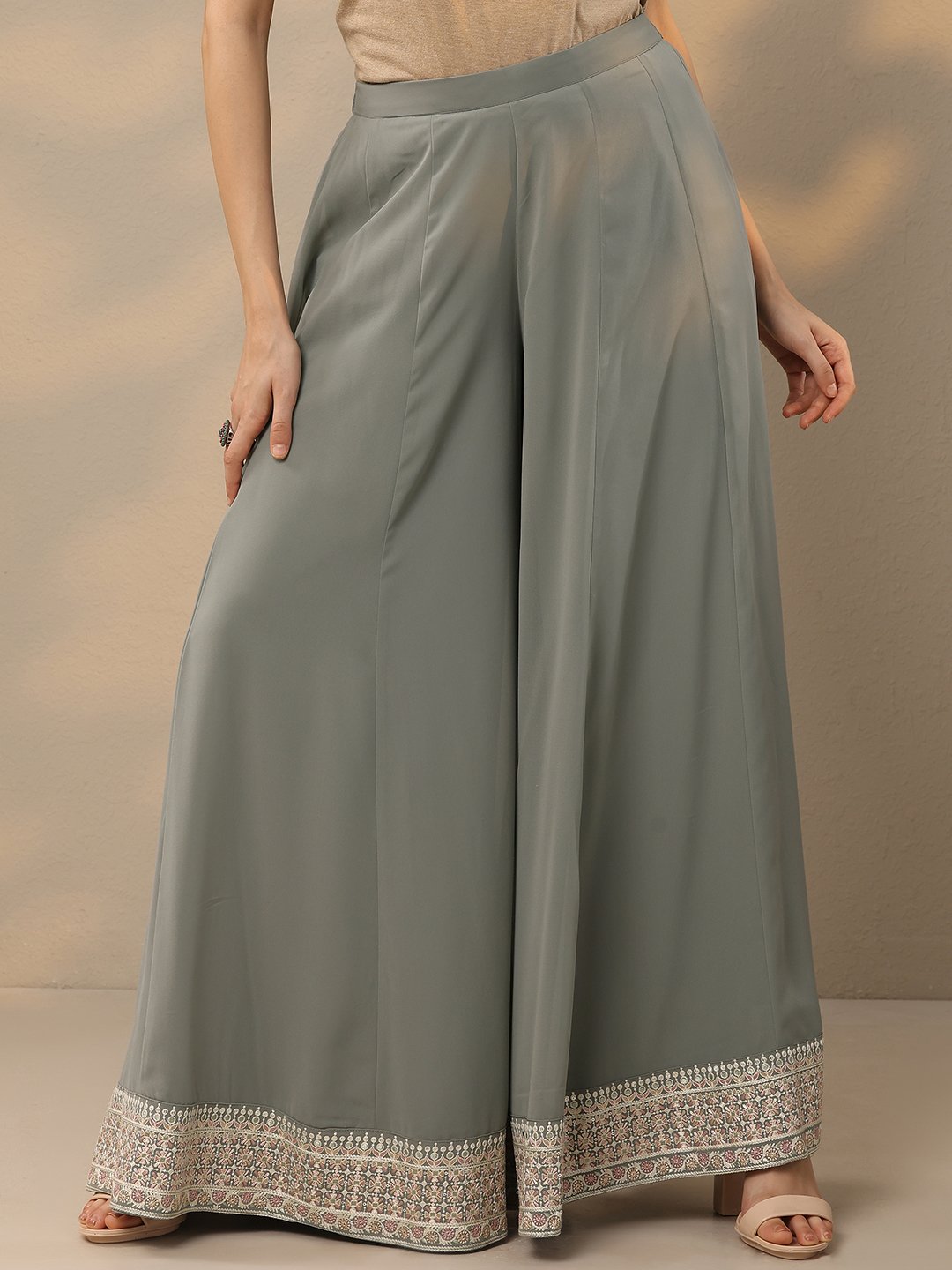 Grey Georgette Embroidered Co-Ord Set