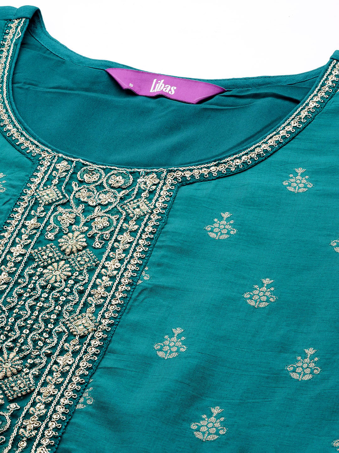 Green Self Design Silk Straight Kurta, Trousers and Dupatta Set