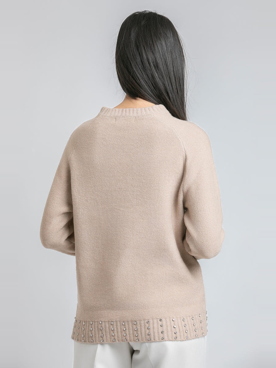 Women Embellished Cable Knitted Sweater