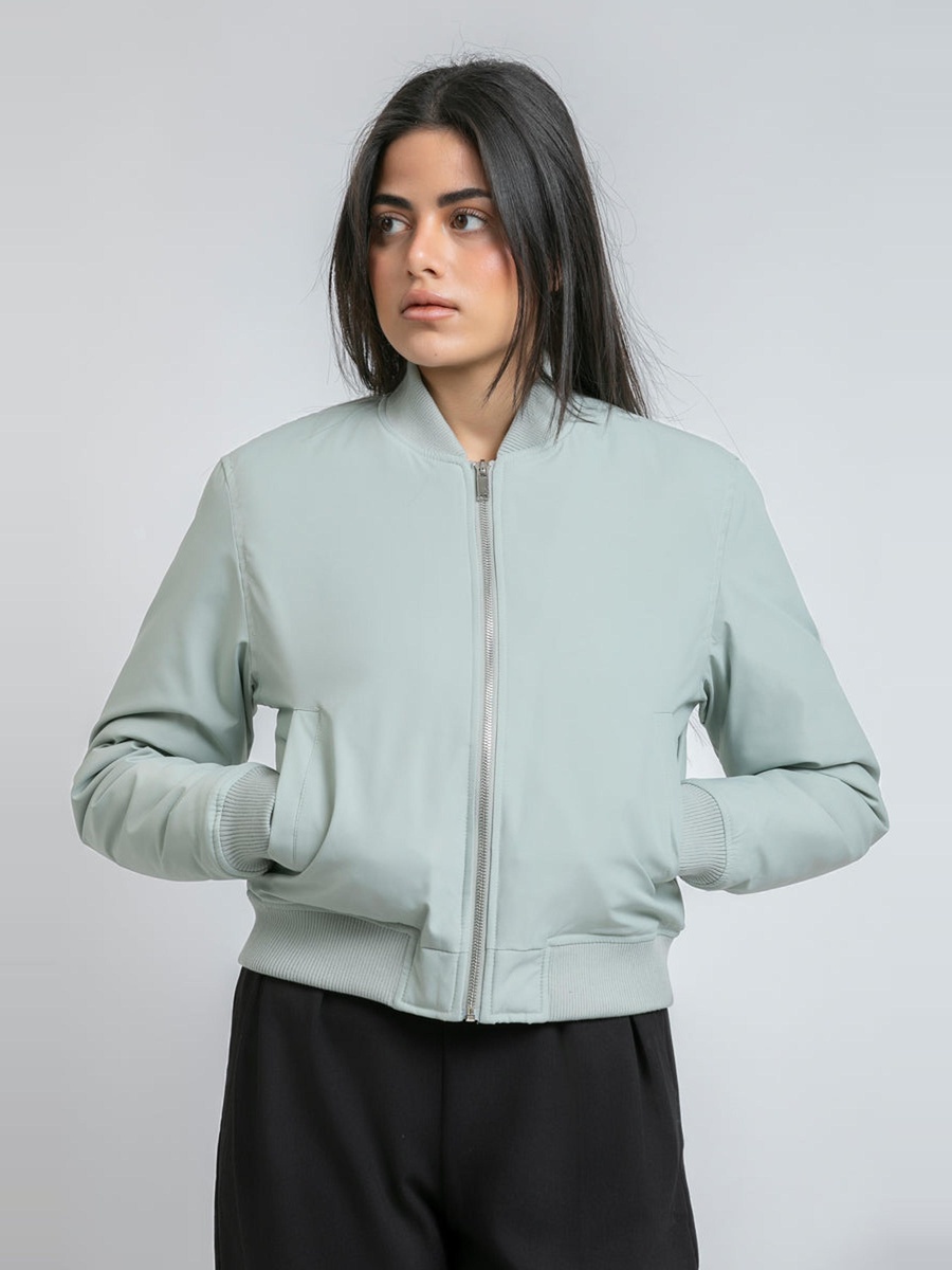 Women Solid Bomber Jacket