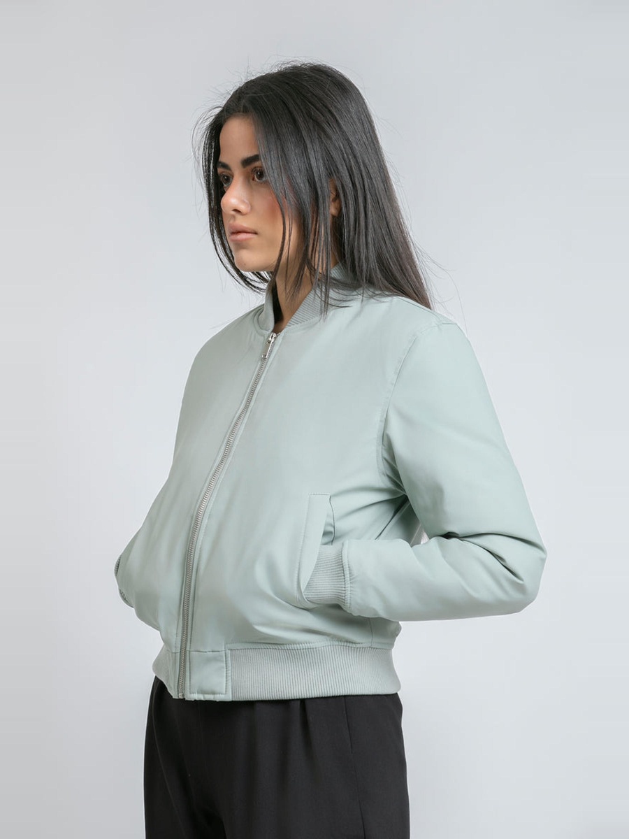 Women Solid Bomber Jacket
