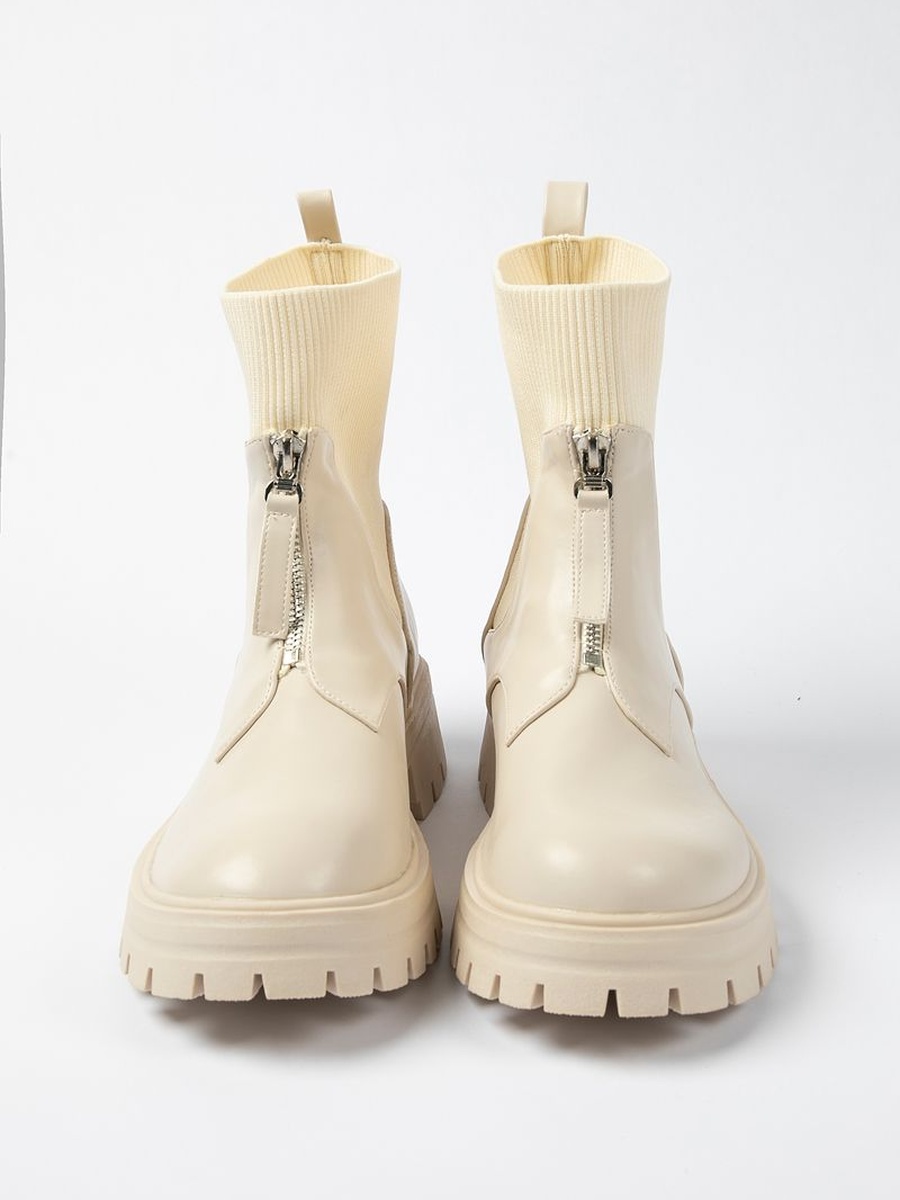Women Chunky Zip Front Ankle Boots