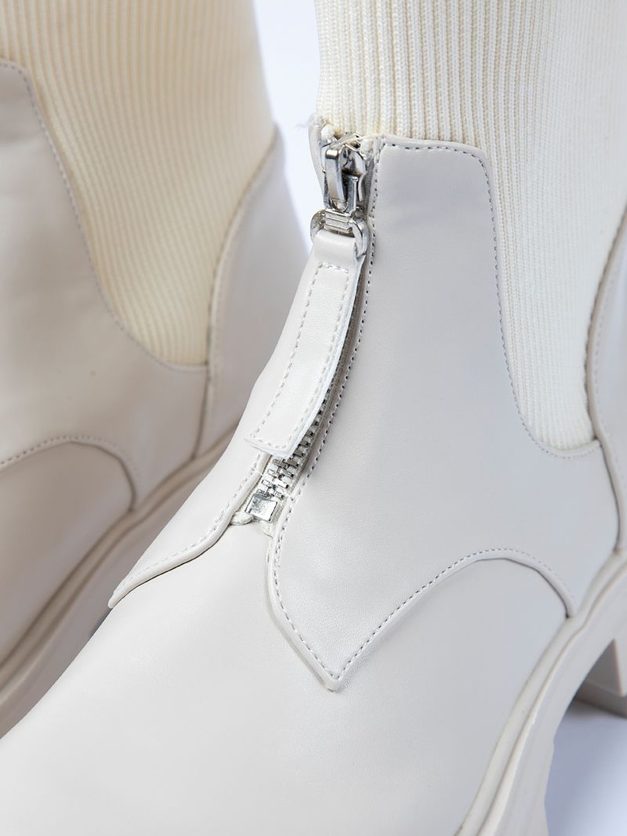 Women Chunky Zip Front Ankle Boots