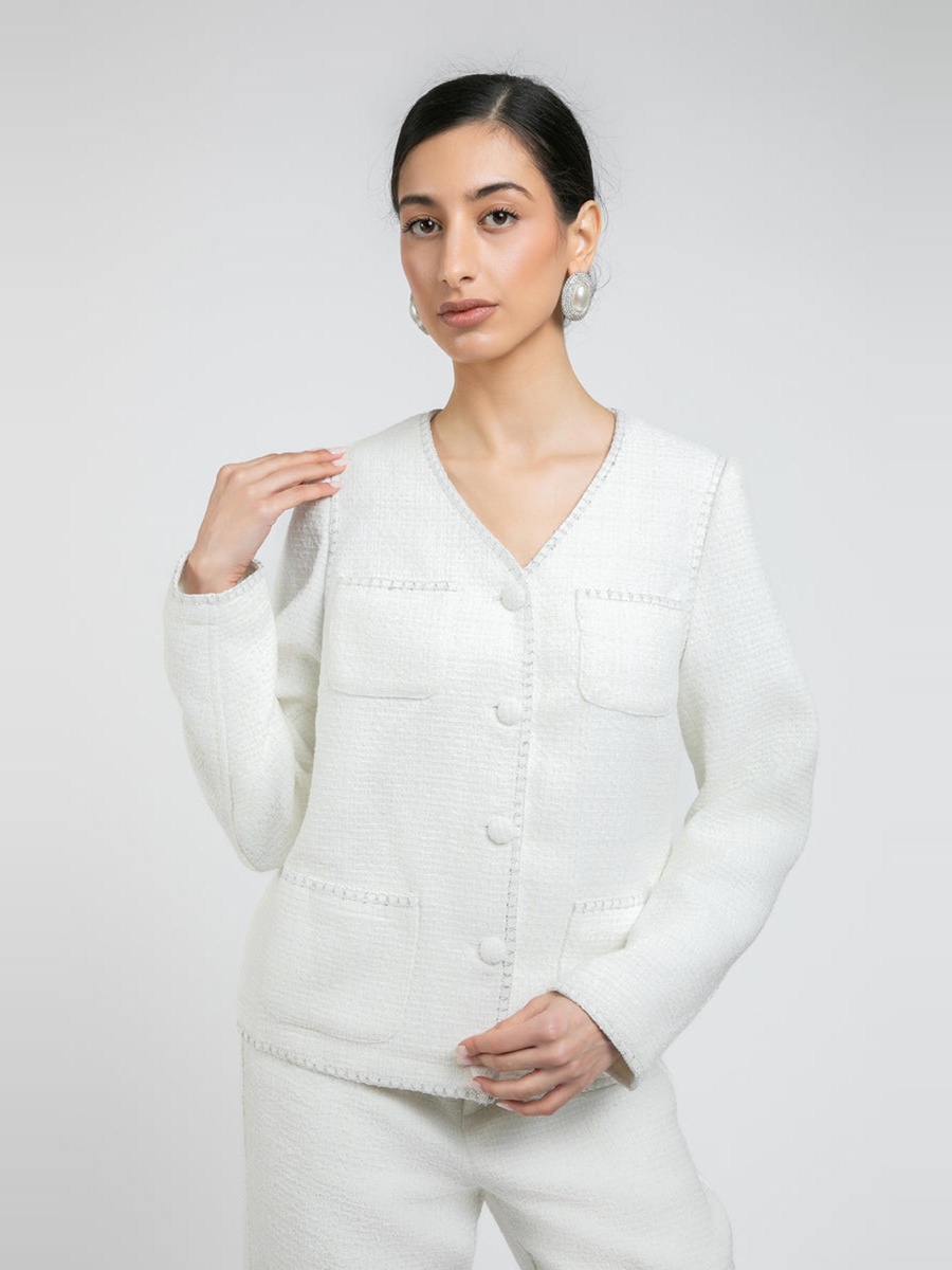 Textured Button Front Jacket