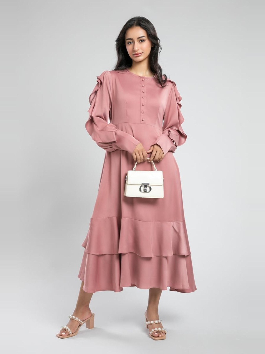 Ruffle Detail Midi Dress