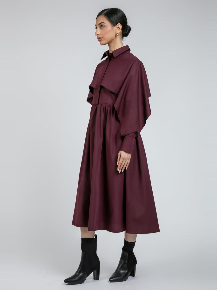 Cape Detail Midi Dress