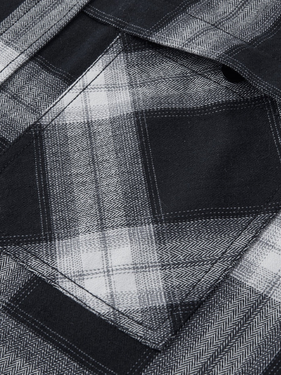 Men Plaid Hooded Button Front Jacket